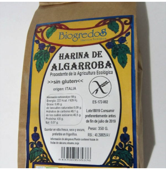 HARINA ALGARROBA SIN GLUTEN 350 gr BIOGREDOS